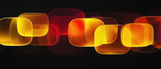 Vibrant overlapping rounded squares on black background in autumn tones