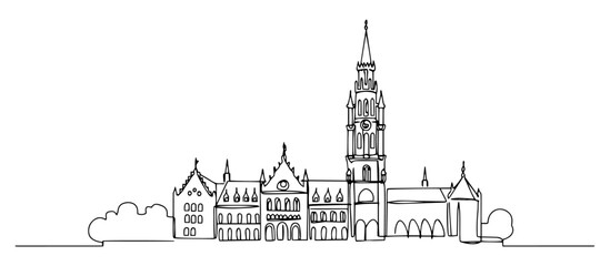 Fototapeta premium Brussels capital of Belgium linear monoline vector black and white graphic thin oneline
