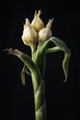 Obraz premium A single stalk of corn on a dark background