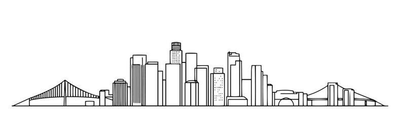 Los Angeles linear monoline vector black and white graphic thin oneline