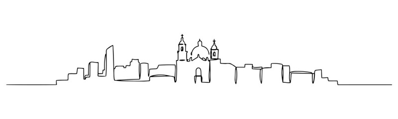 Mexico City capital of Mexico linear monoline vector black and white graphic thin oneline