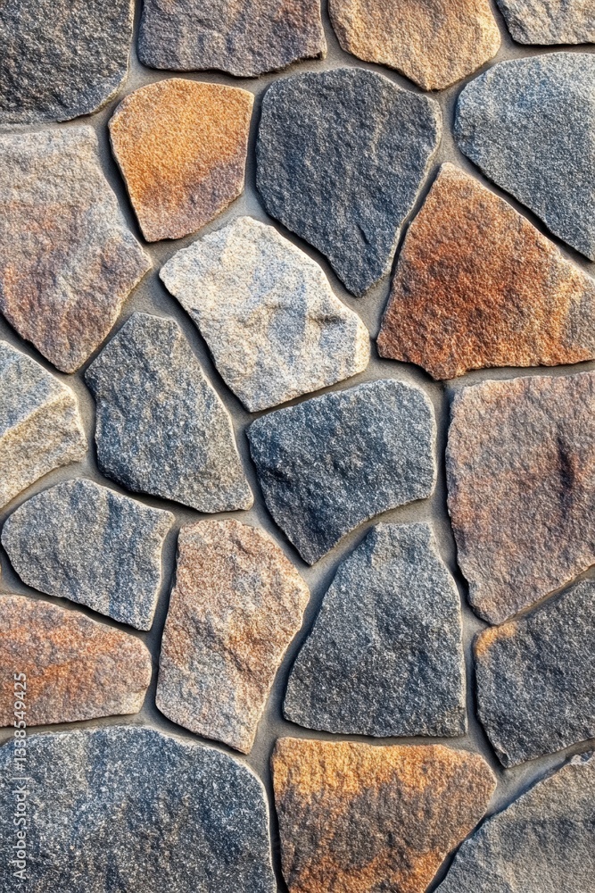 Poster rustic stone wall texture with varied colors and rough surface ideal for architectural and design ba