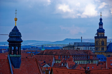 Obraz premium A wonderful day in the city of Bamberg in rainy weather.