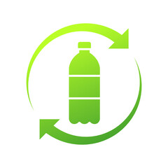 Recycle plastic logo icon, Arrows pet bottle shape recycling sign, Reusable ecological preservation concept, Pictogram flat design, Isolated on white background, Vector illustration