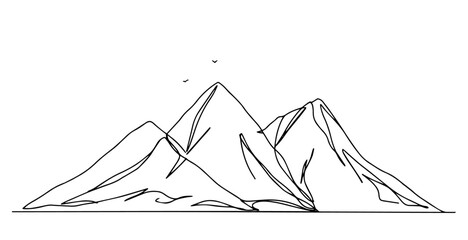 Pitons, dramatic volcanic peaks in Saint Lucia linear monoline vector black and white graphic thin oneline