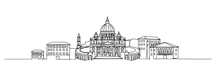 Rome linear monoline vector black and white graphic thin oneline