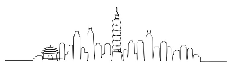 Obraz premium Taipei capital of Taiwan line art vector monoline illustration