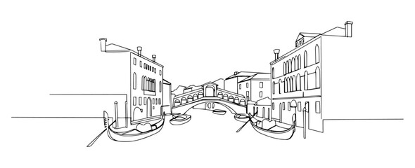 Obraz premium Venice Italy monoline vector oneline line art illustration