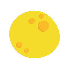 Yellow moon with craters. Vector illustration of full moon in flat style. Colored moon icon.