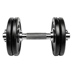 Naklejka premium Black Dumbbell for Strength Training and Fitness Workouts to Enhance Muscle Development and Achieve Fitness Goals with Effective Resistance Exercises