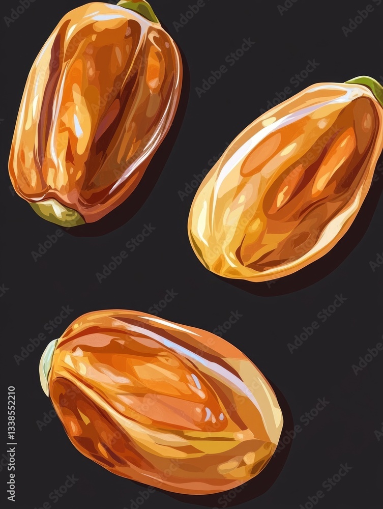 Poster A collection of various nuts arranged on a dark surface, ideal for use in food or nature-related contexts