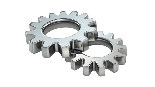 3d gear icon, mechanical and engineering symbol, clean and modern design, Transparent Background PNG - Powered by Adobe