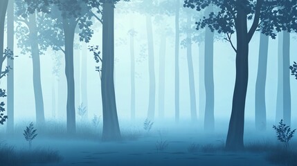 Obraz premium Serene Minimal Forest Landscape with Fog - Dreamy Natural Scene