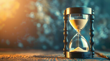 The hourglass serves as a symbol of genetic research aimed at extending longevity.