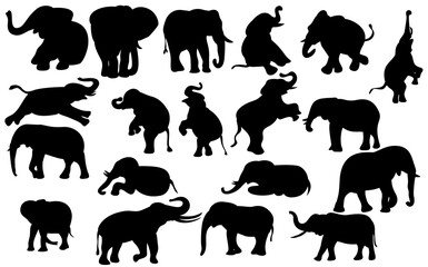 elephant silhouette element design clipart