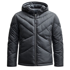 Down jacket with quilted design isolated on transparent white background