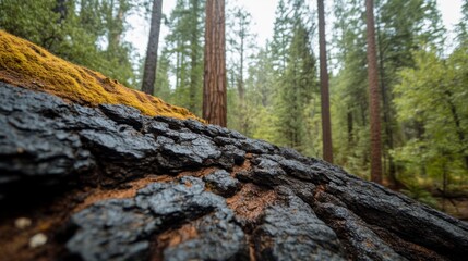 Forest Floor Moss Covered Tree Bark Texture