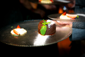 alimento, pastel, mesa, postre, cena, rico, sabroso, chocolate, menta, exquisito, delicatessen