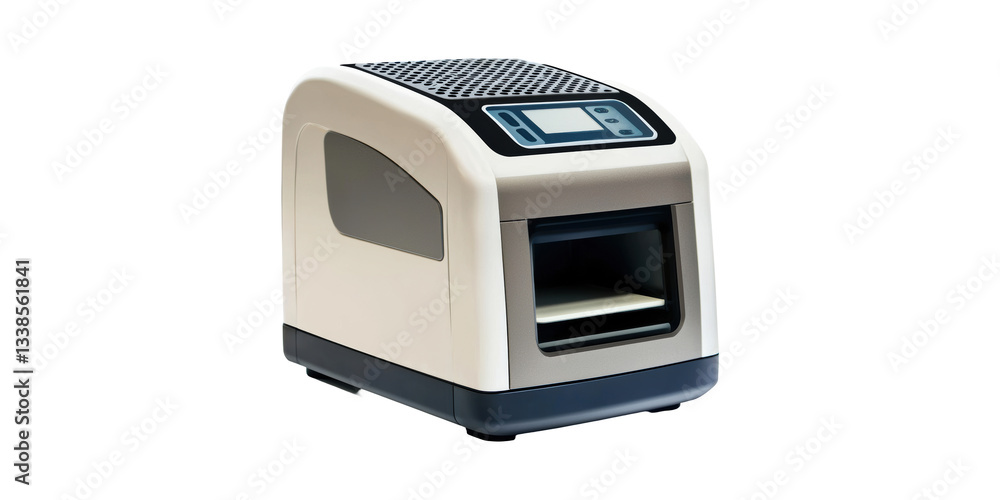 Poster compact desktop 3d printer with lcd display for home and office use isolated on transparent backgrou