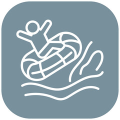 Fototapeta premium Family Rafting Slide Vector Icon