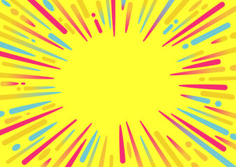 カラフルでポップな集中線のフレームC