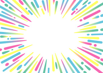 カラフルでポップな集中線のフレーム