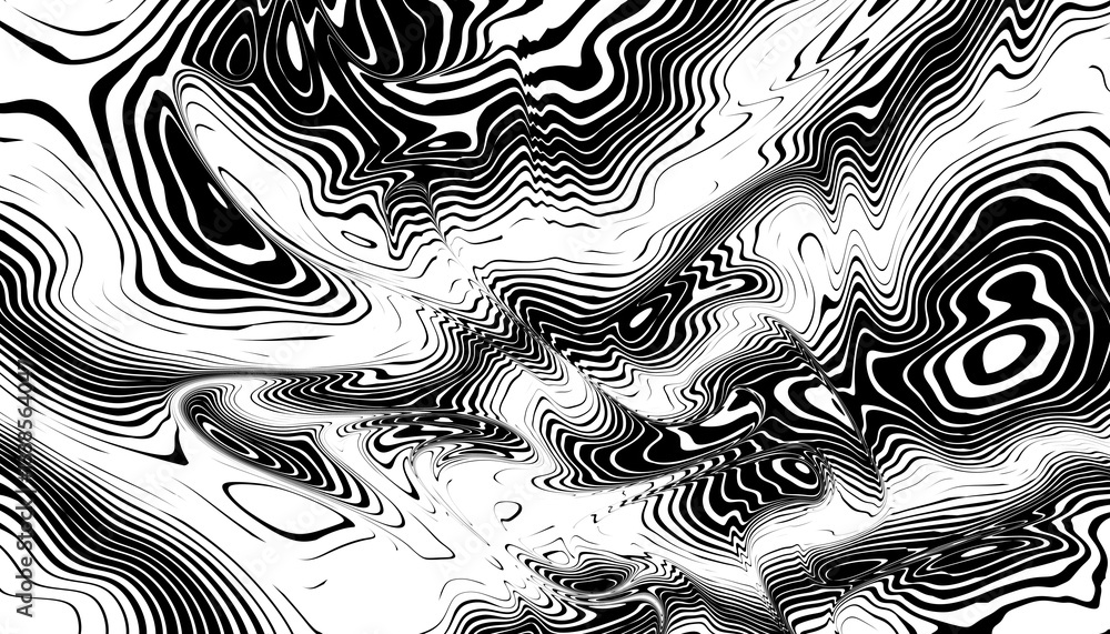 Poster wavy fractal texture background. elegant black wavy line on transparent png overlay background