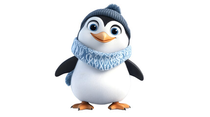 Fototapeta premium 3D penguin character, adorable and playful, winter and Arctic theme, Transparent Background PNG