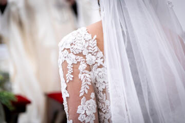 novia, boda, mujer, nupcial, beldad, amor, atrás, moda, encaje, indumentaria, celebraciones,...