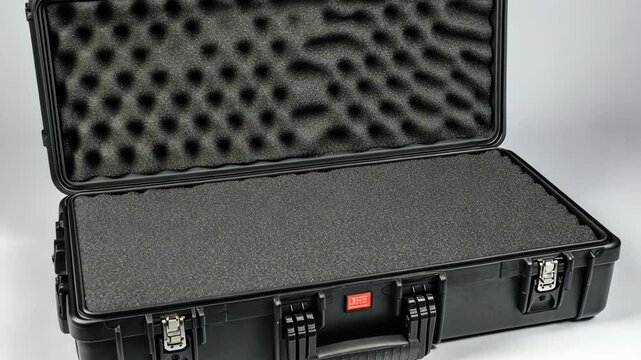 Durable black protective case with foam interior for safe equipment storage and transport