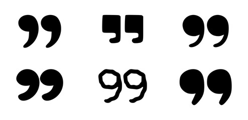 Doodle quotation mark. Hand drawn comma set for speech bubble. Vector comic apostrophe icon for conversation. Sketch scribble sign. Punctuation symbol on white background