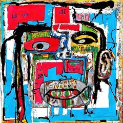 Obraz premium abstract painting on the walls of the city, multicolored