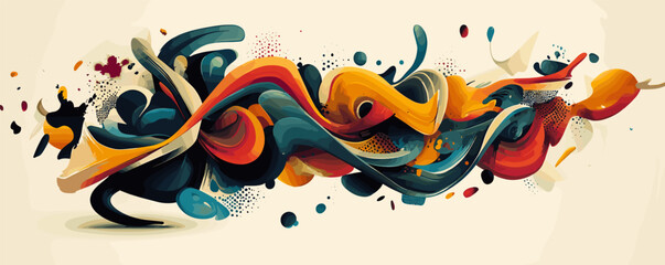 Colorful abstract waves &ndash; dynamic swirls of vibrant paint on light background.
