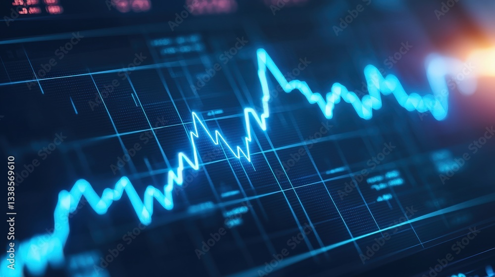 Poster markets impact futures trading concept. digital stock market graph with fluctuating trends and data 