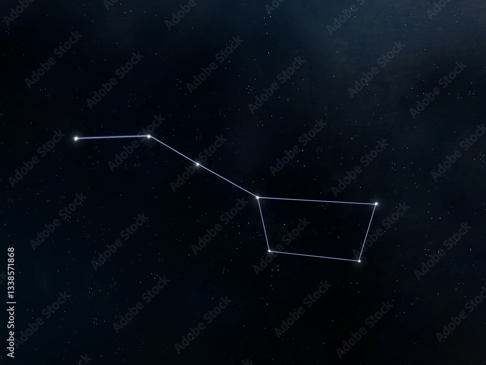 Wall mural big dipper constellation in the starry night sky isolated. bright stars in outer space.