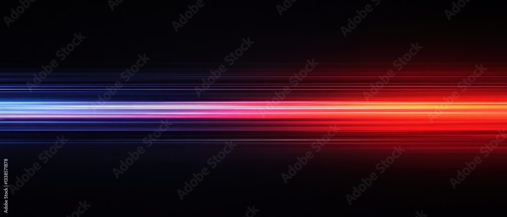 Poster dynamic abstract background with vibrant horizontal light streaks of blue and red on dark backdrop