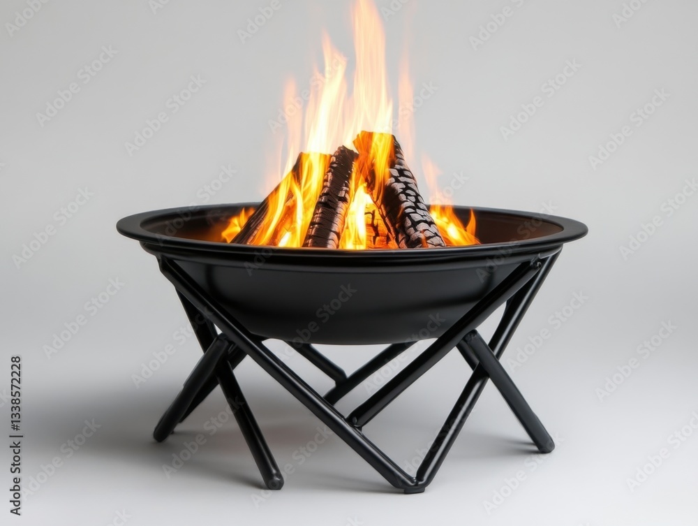 Poster captivating fire pit scene showcasing burning logs against a serene backdrop creating a warm and inv