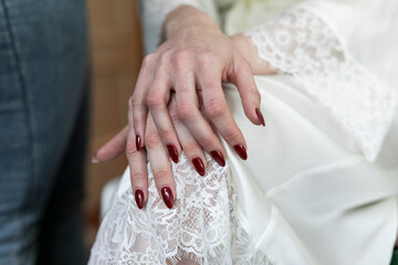novia, boda, falda, mano, amor, nupcial, mujer, beldad, anillas, manicura, encaje, moda, ceremonia,...