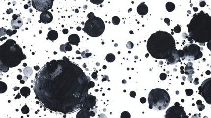 Whimsical dots in black ink, texture, isolated on white