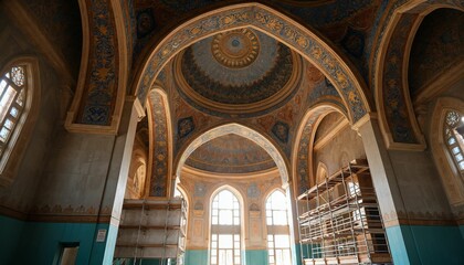 Fototapeta premium AI-generated intricate interior of a historic building with ornate arches