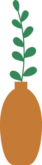 leaves in Brown vase flat vector illustration.
Plant in Abstract modern pottery icon.
Nordic style vase with green leaves isolated.
Minimalist Vase with Green Leaves
Transparent background.