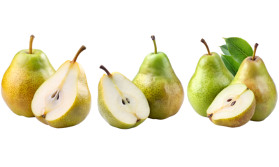 Pear fruits set, Fresh pears collection isolated