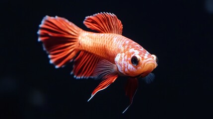 Fototapeta premium Stunning Orange Halfmoon Betta Fish Aquatic Life Macro Photography