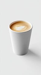 Freshly Brewed Coffee in White Cup on Minimalist Background