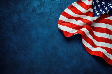 Obraz premium A simple American flag against a bright blue background
