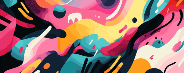 Obraz premium Colorful abstract art with waves and shapes in modern design.