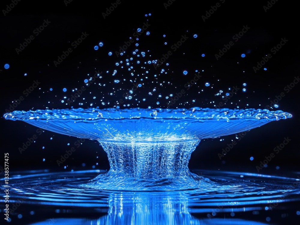 Aufkleber dynamic splash of water in a glass bowl against a black background creating a captivating abstract s