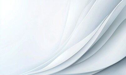 White, flowing abstract forms create a sense of movement, depth, and minimalism. Serene, elegant, and modern design