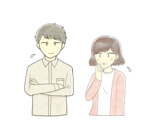 困っているミドルの男性と女性