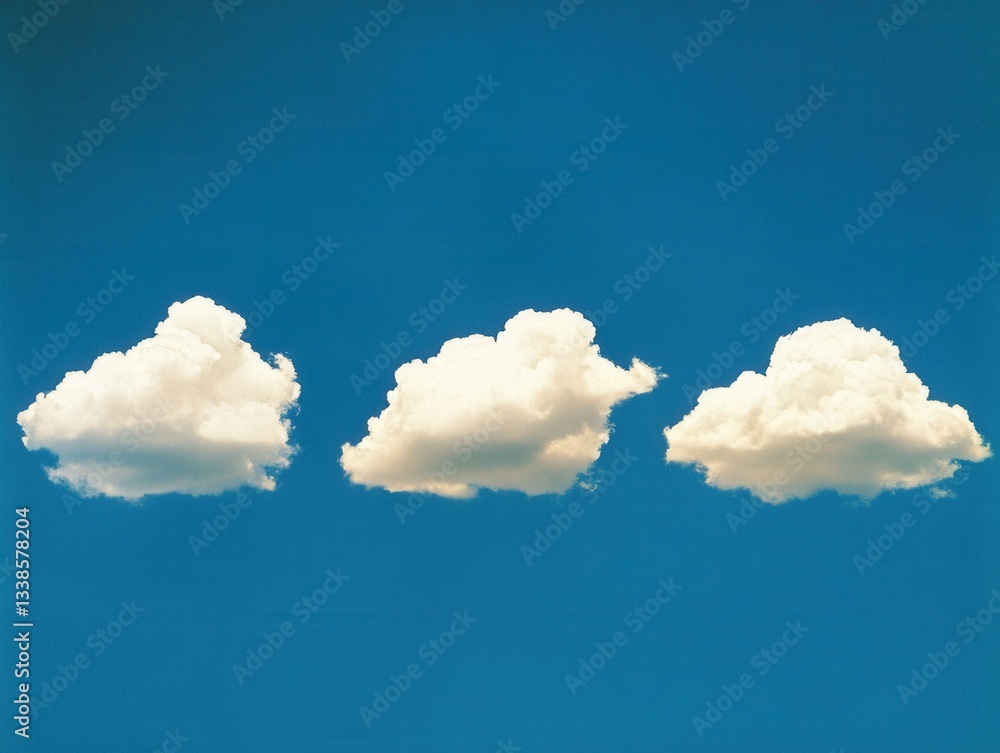 Aufkleber serene sky view featuring fluffy cumulus clouds against a vibrant blue backdrop creating a peaceful 